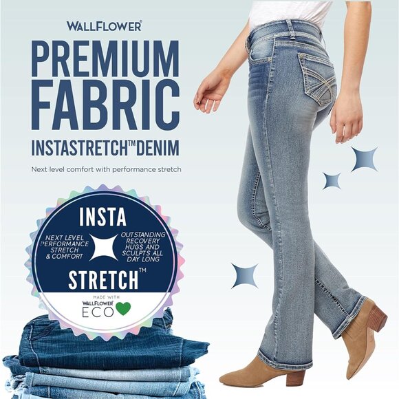 Bootcut Jeans Women Mid-Rise Curvy Fit Insta Stretch Denim Size 0-24 - Picture 6 of 9